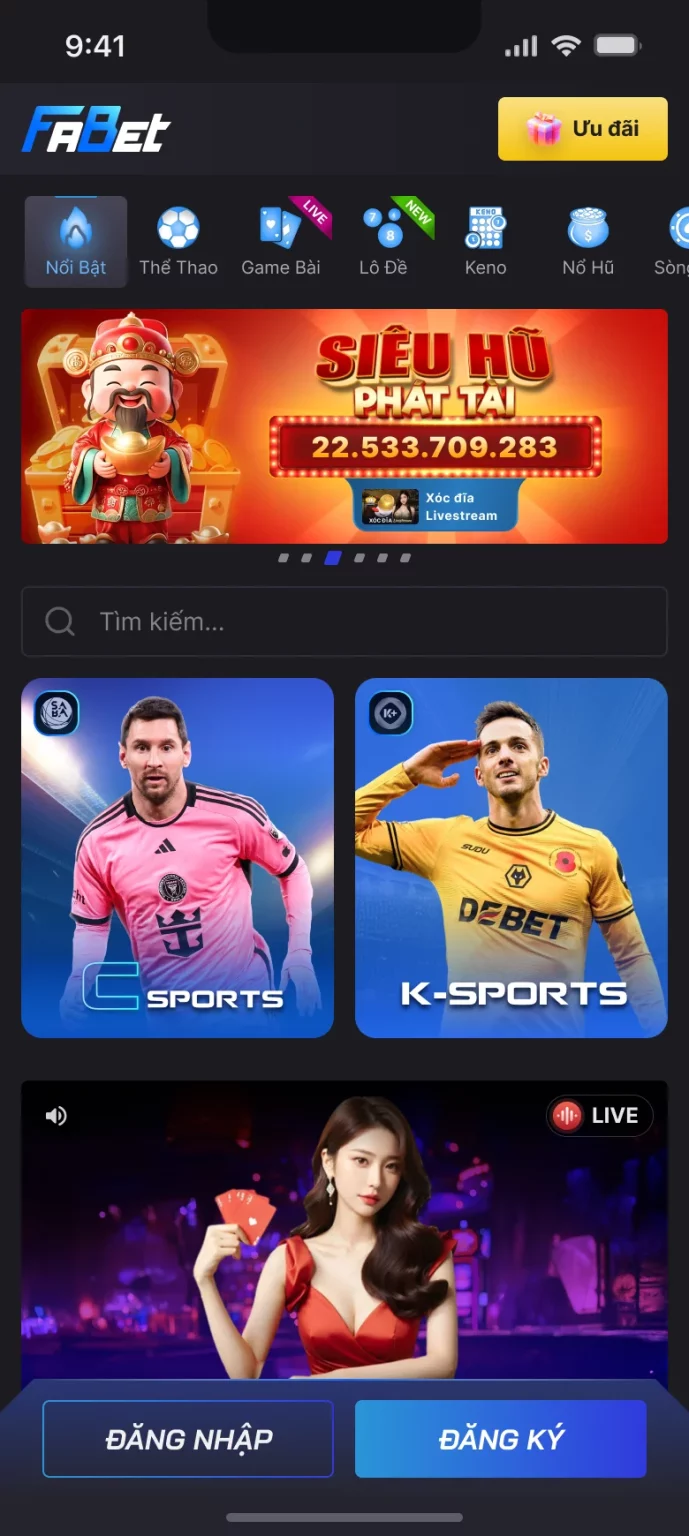 app fabet trên IOS